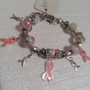 #20-6 1/2" Bracelet-BreastCancer-GlassBe…